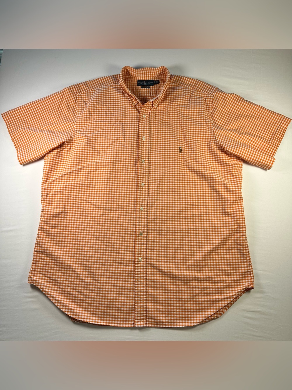 Polo Ralph Lauren Classic Fit Shirt Mens 2XLT Orange Gingham Flesh Pony